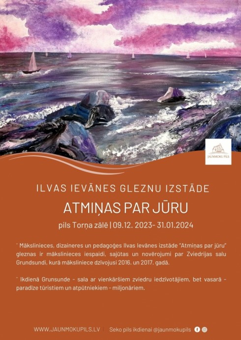 Jaunmoku pilī skatāma mākslinieces Ilvas Ievānes gleznu izstāde “Atmiņas par jūru”