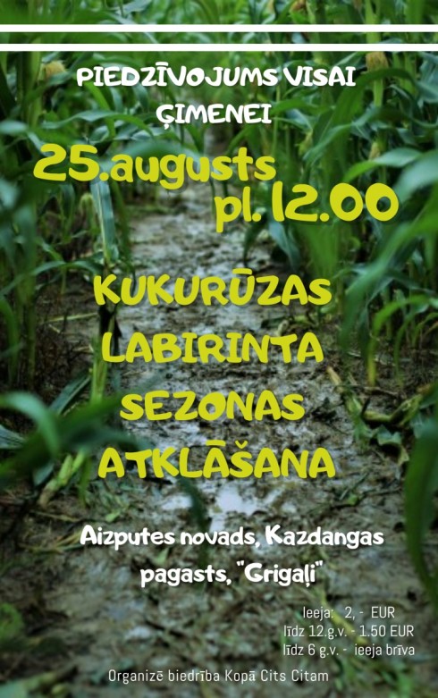 Otro sezonu Latvijā sāks kukurūzas labirints Kazdangas pusē